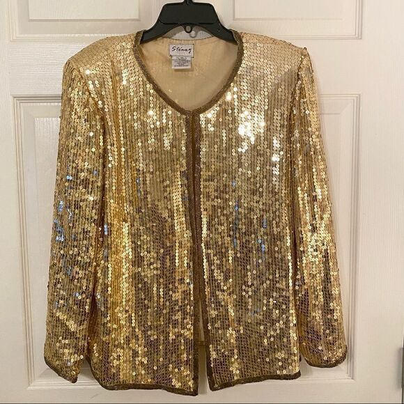 ELEGANCE SILK ALL SEQUIN BEADED STUNNING Jacket - Picture 1 of 10